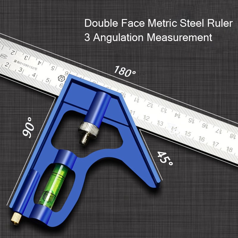 Pravítko z nehrdzavejúcej ocele, telo z zliatiny, profesionálny kombinovaný uholník, laserová kalibrácia, drevoobrábanie, uholník s tesárom