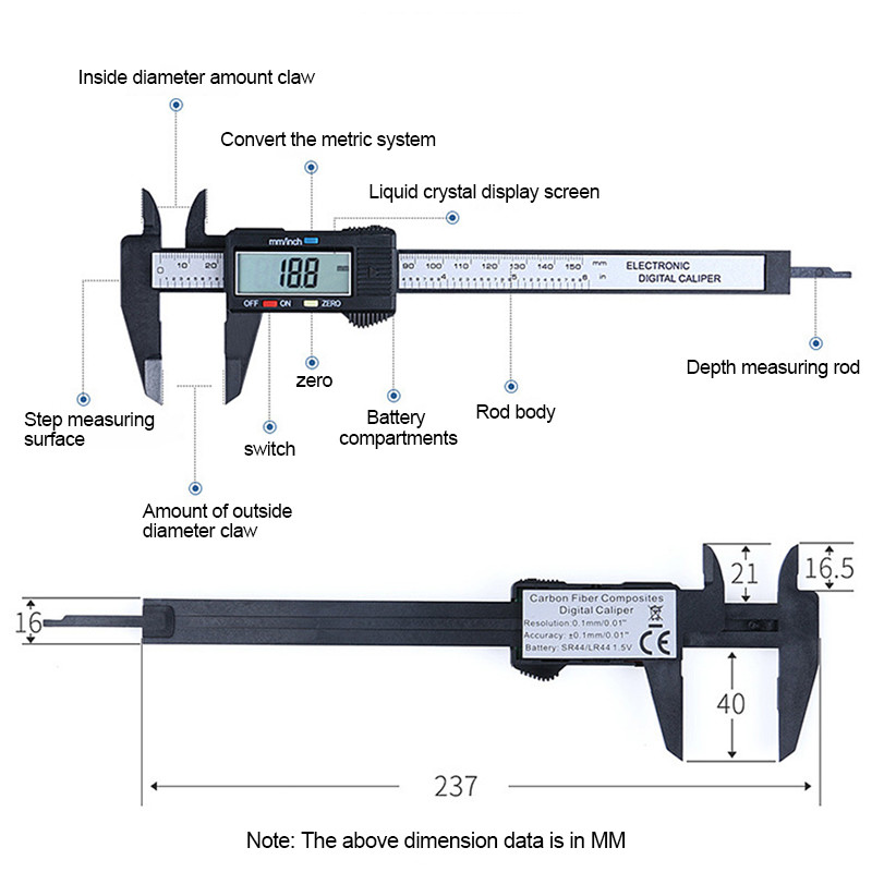 100/150 mm plastmasas nonija suports elektroniskais digitālais suports augstas precizitātes mērinstruments Vernjē suports mērinstrumenti