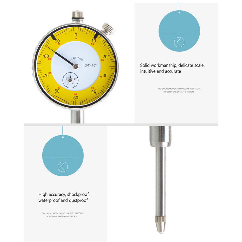 Nešiojamos įrangos kalibravimas 0–10 mm plataus diapazono lyginamojo ciferblato indikatoriaus koncentriškumo bandymo mikrometras juodas B-03