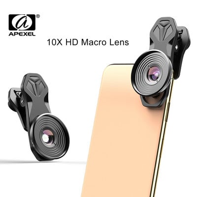 APEXEL pārnēsājams optiskais makro tālruņa objektīvs 4K HD kameras mobilā tālruņa objektīva komplekts Universāls tālruņa klips iOS Android visiem viedtālruņiem