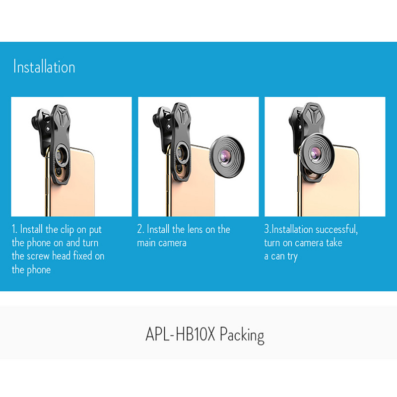 APEXEL hordozható optikai makrótelefon objektív 4K HD kamera mobiltelefon objektív készlet univerzális telefoncsipesz iOS Android összes okostelefonhoz