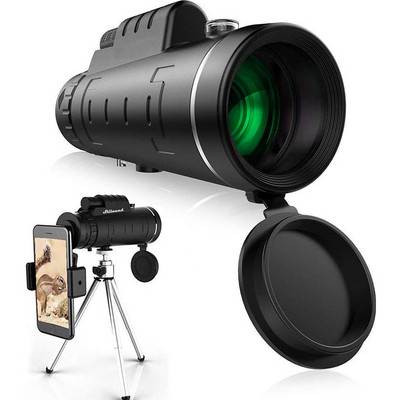 40X60 монокулярен телескоп с висока разделителна способност мобилен телефон снимка нощно виждане при слаба светлина с компас лупа