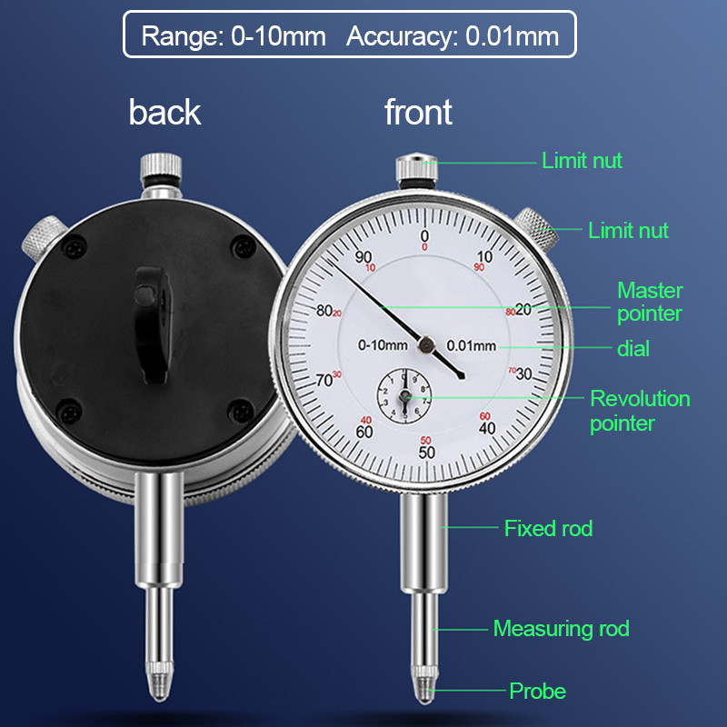 0,01 mm didelio tikslumo ciferblato matuoklio įrankio ciferblato matuoklio mikrometras 0-10 mm ciferblato bandymo mechaninis mikrometro matavimo matuoklis