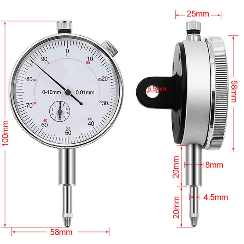 0,01 mm didelio tikslumo ciferblato matuoklio įrankio ciferblato matuoklio mikrometras 0-10 mm ciferblato bandymo mechaninis mikrometro matavimo matuoklis