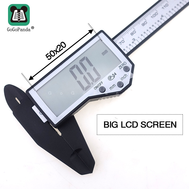 Șubler Vernier din plastic de înaltă calitate 150 mm 6 inch Precizie 0,01 mm LCD Afișaj digital Mm inch IP54 Impermeabil