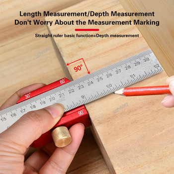 Инструменти за знаци Дървообработваща метална линийка Инструмент за надписване Subito за измерване Дърводелски дърводелски дърводелски професионален ъглов дърводелски