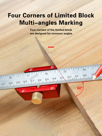 Инструменти за знаци Дървообработваща метална линийка Инструмент за надписване Subito за измерване Дърводелски дърводелски дърводелски професионален ъглов дърводелски