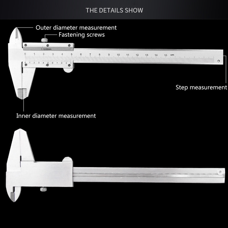 Vernjē suporti 6 collu nerūsējošā tērauda nedigitāls suports 0–6 collu/0–150 mm manuāls mikrometra suports augstas precizitātes suports Q84D