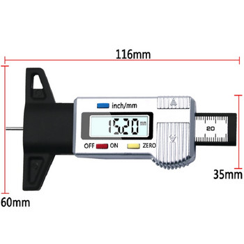 0,01 мм цифров микрометър за автоматичен инструмент за измерване на дълбочината на протектора 0-25 мм LCD карбонови накрайници за инструменти за височина на Carver