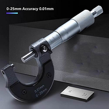 Външен микрометър 0-12,7 0-25 мм/0,001 мм габарит Нониус дебеломер Измервателен инструмент Прецизен габарит Метър Инструменти за измерване на въглеродна стомана