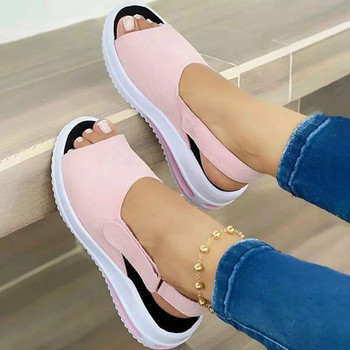 Модни обувки Дамски сандали на платформа Еластичен плат Летни дамски обувки Удобни дамски сандалии за ходене Дамски ежедневни обувки
