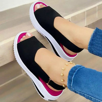 Модни обувки Дамски сандали на платформа Еластичен плат Летни дамски обувки Удобни дамски сандалии за ходене Дамски ежедневни обувки