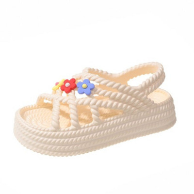 Platform Weave Hollow Design Női Slingback szandálok 2023 Nyári vakáció Beach Slides Puha, csúszásmentes, alkalmi divatos női cipők