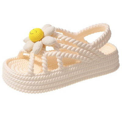 Platform Weave Hollow Design Női Slingback szandálok 2023 Nyári vakáció Beach Slides Puha, csúszásmentes, alkalmi divatos női cipők