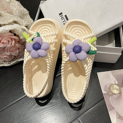 Platform Weave Hollow Design Női Slingback szandálok 2023 Nyári vakáció Beach Slides Puha, csúszásmentes, alkalmi divatos női cipők