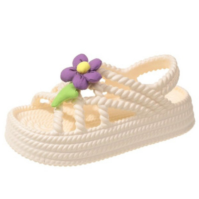 Platform Weave Hollow Design Női Slingback szandálok 2023 Nyári vakáció Beach Slides Puha, csúszásmentes, alkalmi divatos női cipők