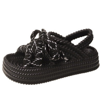 Platform Weave Hollow Design Női Slingback szandálok 2023 Nyári vakáció Beach Slides Puha, csúszásmentes, alkalmi divatos női cipők