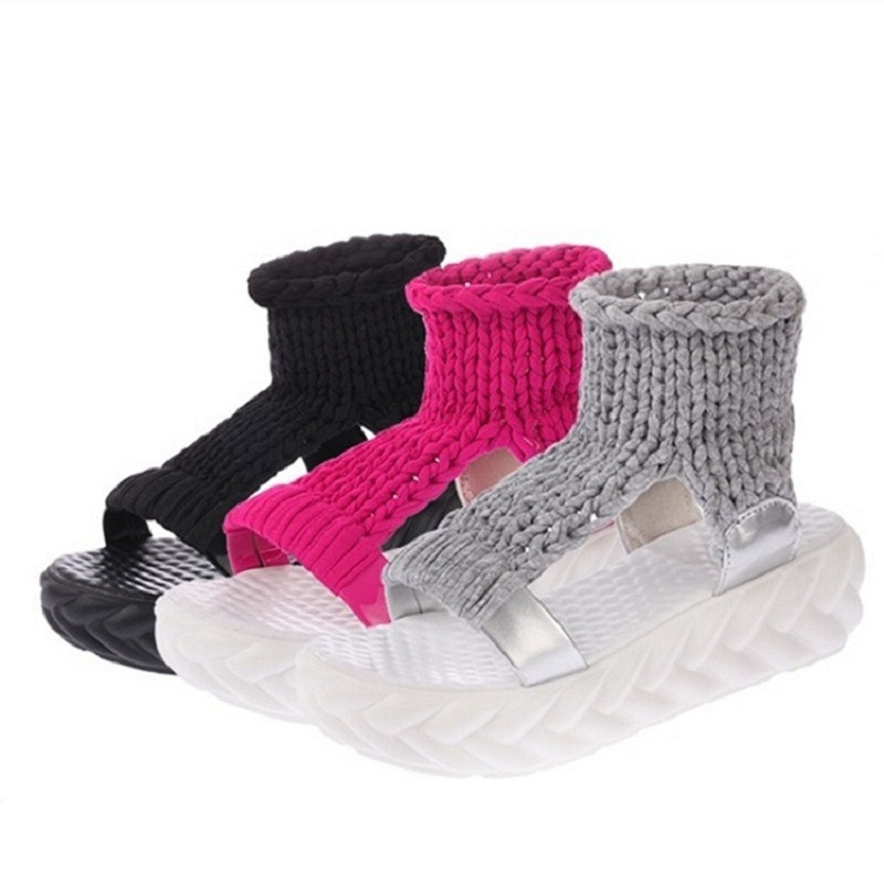 Dámske dizajnérske sandále na platforme 2022, letné gladiátorské sandále, topánky na hrubom podpätku, dámske biele sandále, ležérne