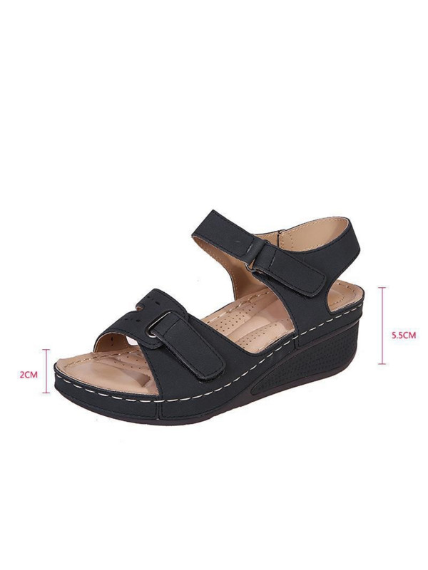 2023 Sandale Roma cu fund gros nou pentru femei, moale, ușoare, cu vârf deschis, cu cataramă, sandale de mers, încălțăminte retro