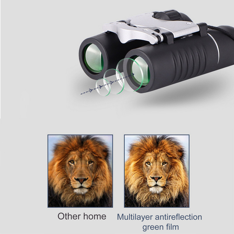 100x22 binokļi salokāmi Mini HD jaudīgi kabatas binokļi āra FMC optika augsta vāja apgaismojuma līmeņa nakts redzamības teleskops