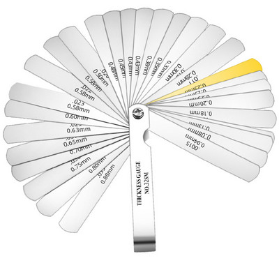 0,04–0,88 mm jutiklio matuoklis Metrinis dydis Storis matuoklio rinkinys Vožtuvai Vožtuvų lapai Uždegimo žvakės tarpas, skirtas zondo tarpui matuoti