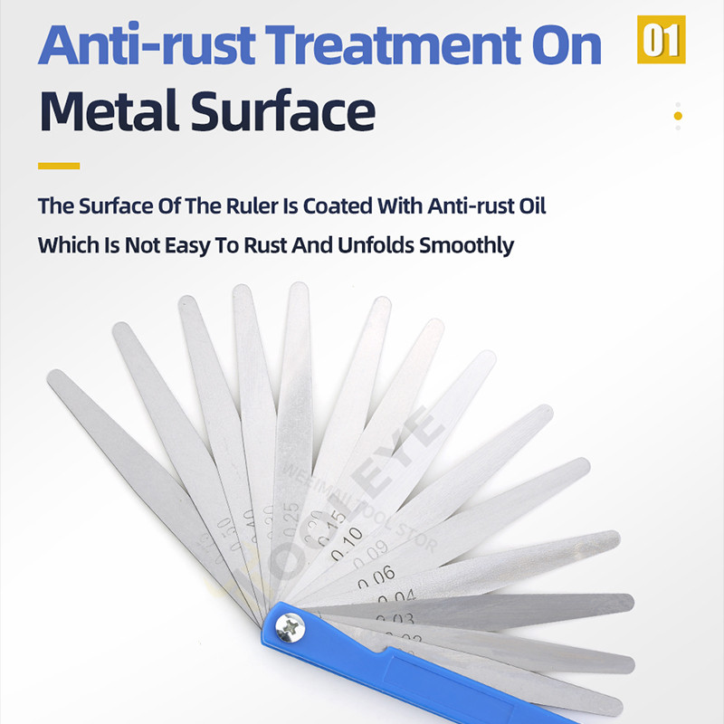 100B17 Jutiklio matuoklis Metrinis dydis 0,02–1 mm storio matuoklio rinkinys Vožtuvai Vožtuvų lapija Uždegimo žvakės tarpas, skirtas zondo tarpui matuoti