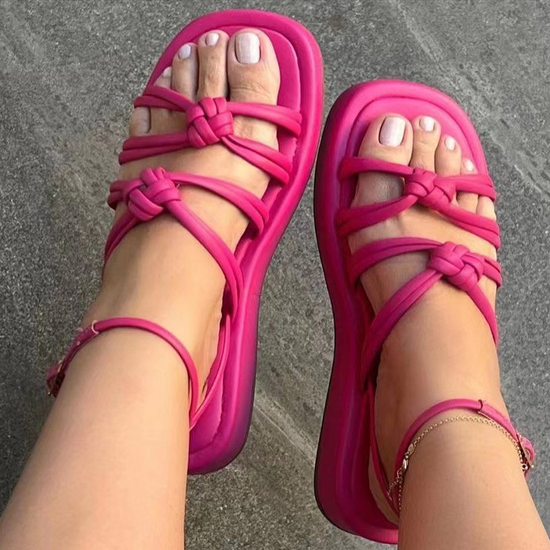 Naiste sandaalid pahkluu rihmaga kontsad sandaalid suvekingadele naiste boheemlaste platvormiga sandaalid Mujer lamedate kontsadega naiste sandaalid