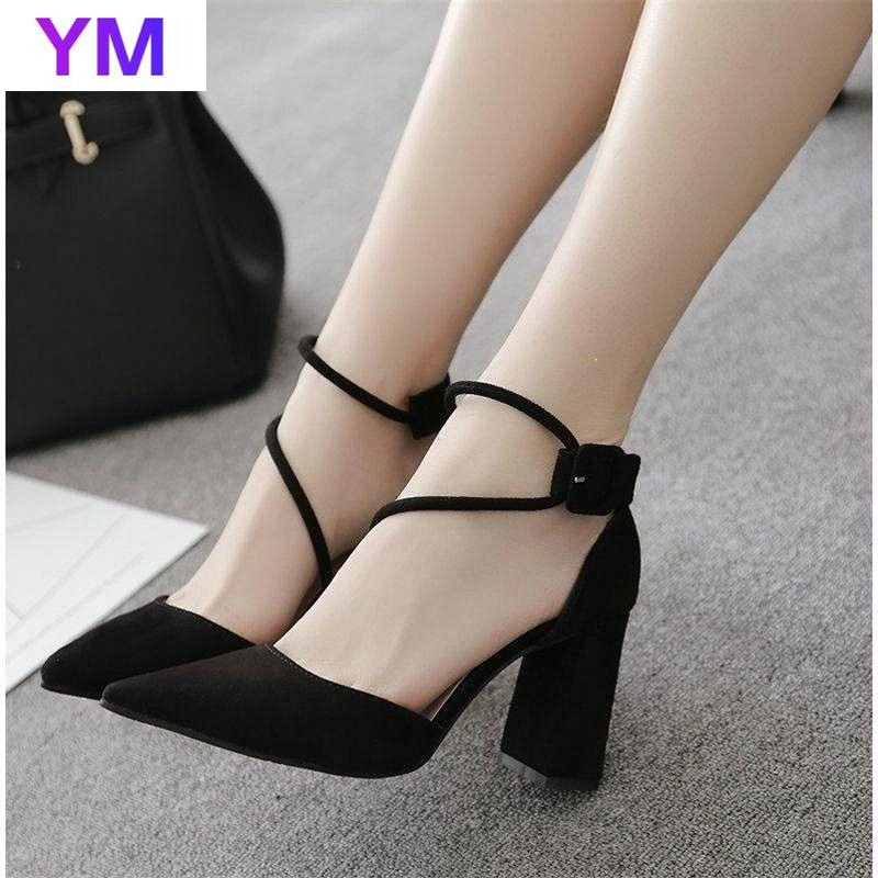 Dámske letné sandále s hrubým podpätkom, špicatým ihličkovým systémom, sexy nočný klub, pracka, popruh, Zapatilla Mujer