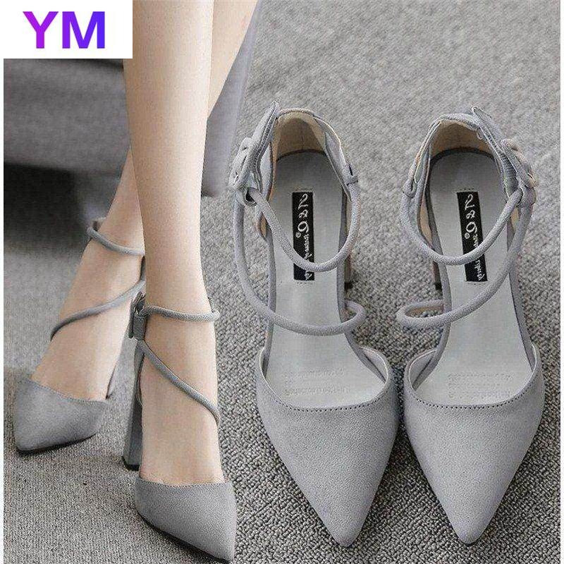 Dámske letné sandále s hrubým podpätkom, špicatým ihličkovým systémom, sexy nočný klub, pracka, popruh, Zapatilla Mujer