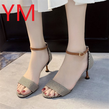 2020 Γυναικεία παπούτσια με λουράκια αστραγάλου για σέξι peep toe γόβες σανδάλια πάρτι Γάμου Γυναικεία ψηλοτάκουνα πολυτελή σουέτ πλέγμα Zapatos