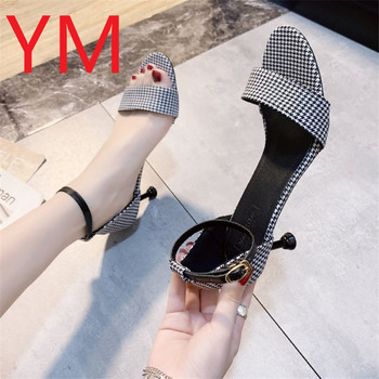 2020 Дамски помпи Обувки с каишка за глезена за секси сандали с високи токчета Парти сватбени дамски обувки на висок ток Луксозни велурени решетки Zapatos