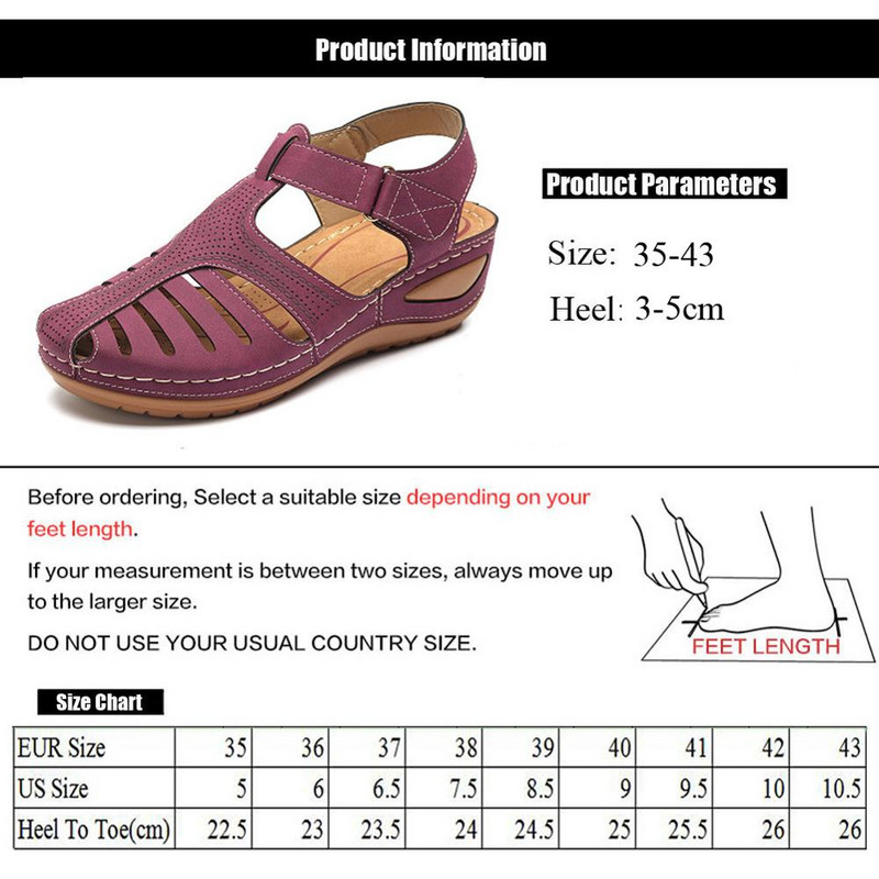 Sandale pentru fete Pantofi cu vârf rotund, pantofi moale, pantofi de vară pentru femei, pantofi confortabili pentru plajă pentru femei, pantofi cu buclă cu cârlig WJ012