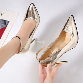 Златни, сребърни 2022 г. Дамски модни сладки остри пръсти с каишка на високи токчета Дамски парти обувки на тънък ток 35-44 Zapatos De Mujer