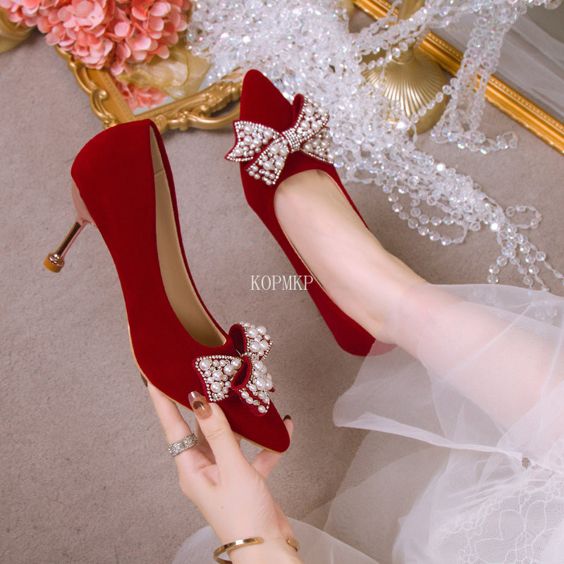 2023. aasta seksikad naiste kingad terava varbaga pumbad Flock Kleit Kõrged kontsad Paat Zapatos Mujer Bowknot Pulmad GLADIATOR vabaaja strippar 43