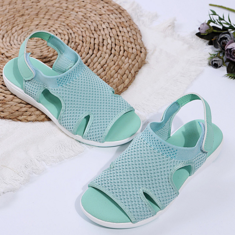 Sieviešu vasaras sieta sandales Lidojošas, plakanas, plakanas sieviešu apavi ar cilpu, ikdienas āra apavi Vienkrāsaini, ērti, dobi sieviešu apavi