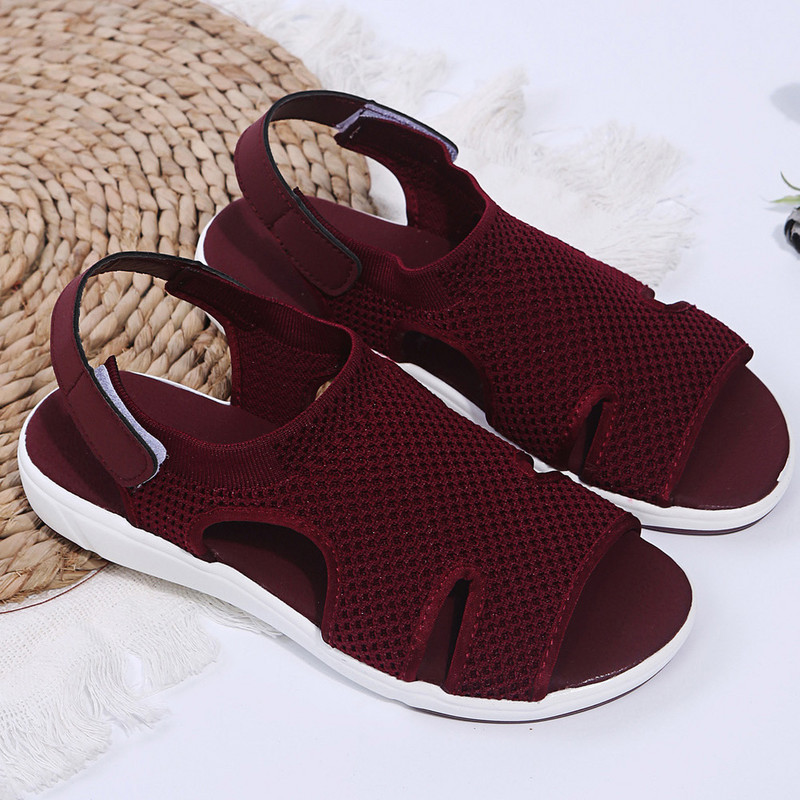 Sieviešu vasaras sieta sandales Lidojošas, plakanas, plakanas sieviešu apavi ar cilpu, ikdienas āra apavi Vienkrāsaini, ērti, dobi sieviešu apavi