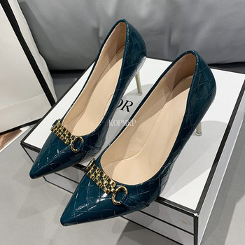 2023 г. Пролетни лачени дамски обувки на шпилки с остри секси рокли Булчински сватбени обувки Промоция Scarpe Donna Con Tacco