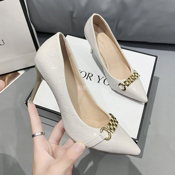 2023 г. Пролетни лачени дамски обувки на шпилки с остри секси рокли Булчински сватбени обувки Промоция Scarpe Donna Con Tacco