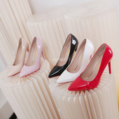 Φθινοπωρινό λουστρίνι Συνοπτικά γυναικεία παπούτσια με μυτερά παπούτσια Γραφείο ψηλοτάκουνα Pumps Sexy party Wedding shoes Shallow Heels Women 43