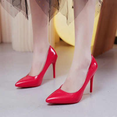 Φθινοπωρινό λουστρίνι Συνοπτικά γυναικεία παπούτσια με μυτερά παπούτσια Γραφείο ψηλοτάκουνα Pumps Sexy party Wedding shoes Shallow Heels Women 43