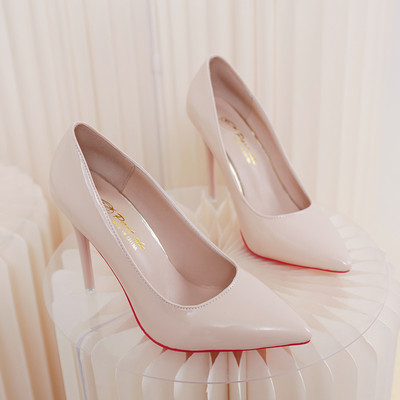 Φθινοπωρινό λουστρίνι Συνοπτικά γυναικεία παπούτσια με μυτερά παπούτσια Γραφείο ψηλοτάκουνα Pumps Sexy party Wedding shoes Shallow Heels Women 43