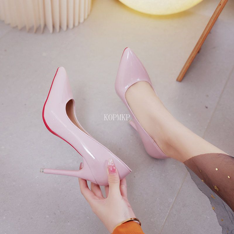 Φθινοπωρινό λουστρίνι Συνοπτικά γυναικεία παπούτσια με μυτερά παπούτσια Γραφείο ψηλοτάκουνα Pumps Sexy party Wedding shoes Shallow Heels Women 43