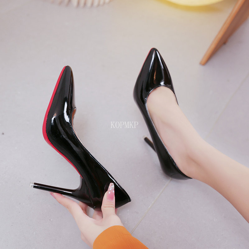 Φθινοπωρινό λουστρίνι Συνοπτικά γυναικεία παπούτσια με μυτερά παπούτσια Γραφείο ψηλοτάκουνα Pumps Sexy party Wedding shoes Shallow Heels Women 43