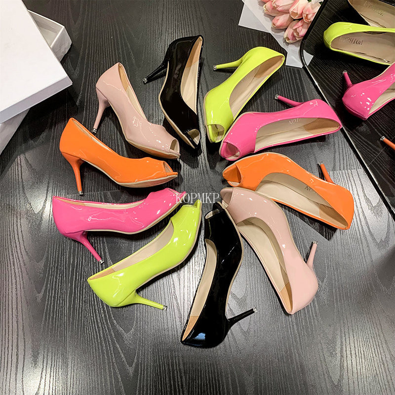 2023 Sandale subțiri cu toc înalt din piele lăcuită nud de designer cu vârf deschis femei pantofi rochie pantofi stiletto dama 35-43