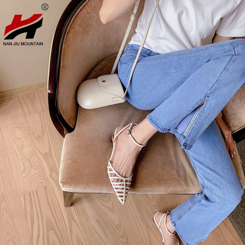 2022 nyári női szandálok, magassarkú hegyes orrú, vájt orrú női cipők egyszerű retro szandálok női egyszínű