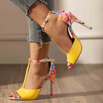 Дамски обувки с висок ток Нови отворени пръсти с катарама Модни дамски единични обувки Сандали Дамски обувки за жени