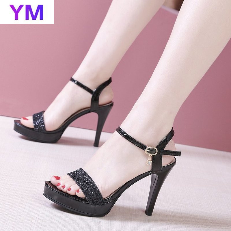 Dámske sandále béžové, plytké, sexy, krištáľové, slnečné, módne, dámske sandále, gladiátorské, s prackou, ležérne, na vysokom podpätku