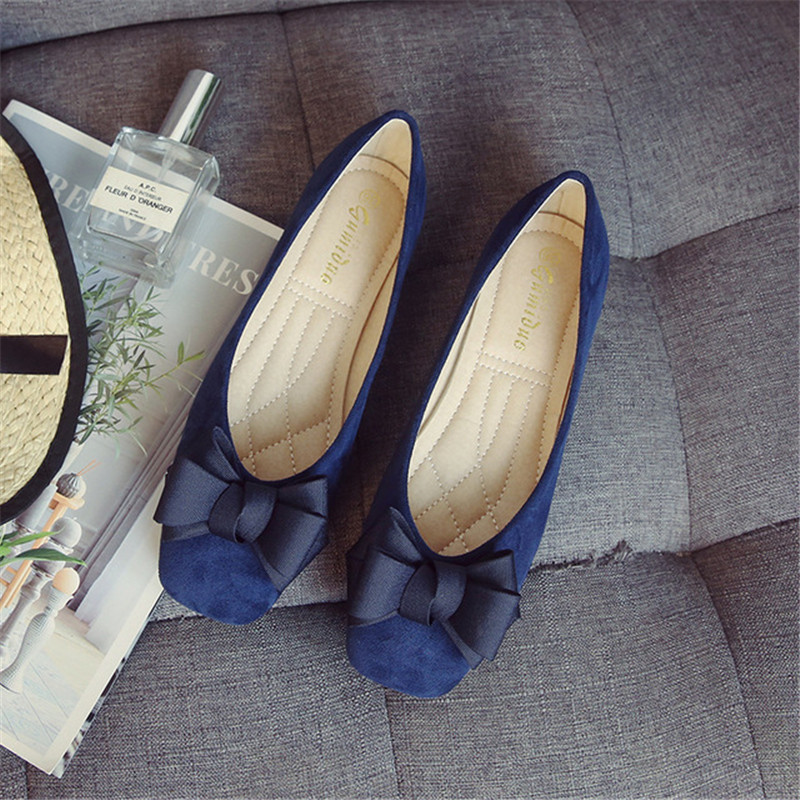 Dámske balerínky HOVINGE, módne, s motýlím uzlom a štvorcovou špičkou, kožené, plus veľkosť 33 - 43, plytké, balerínky