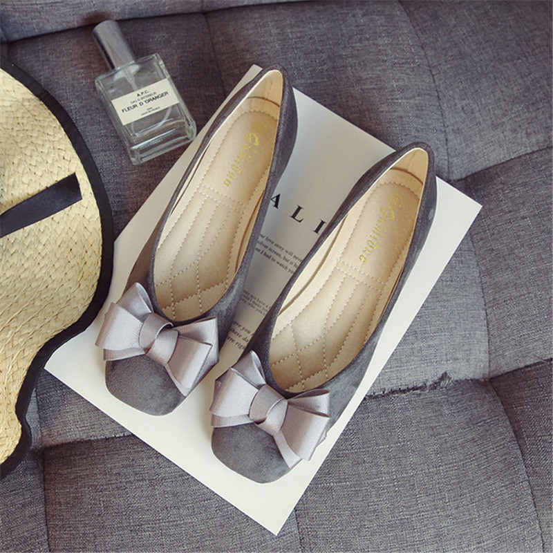 Dámske balerínky HOVINGE, módne, s motýlím uzlom a štvorcovou špičkou, kožené, plus veľkosť 33 - 43, plytké, balerínky