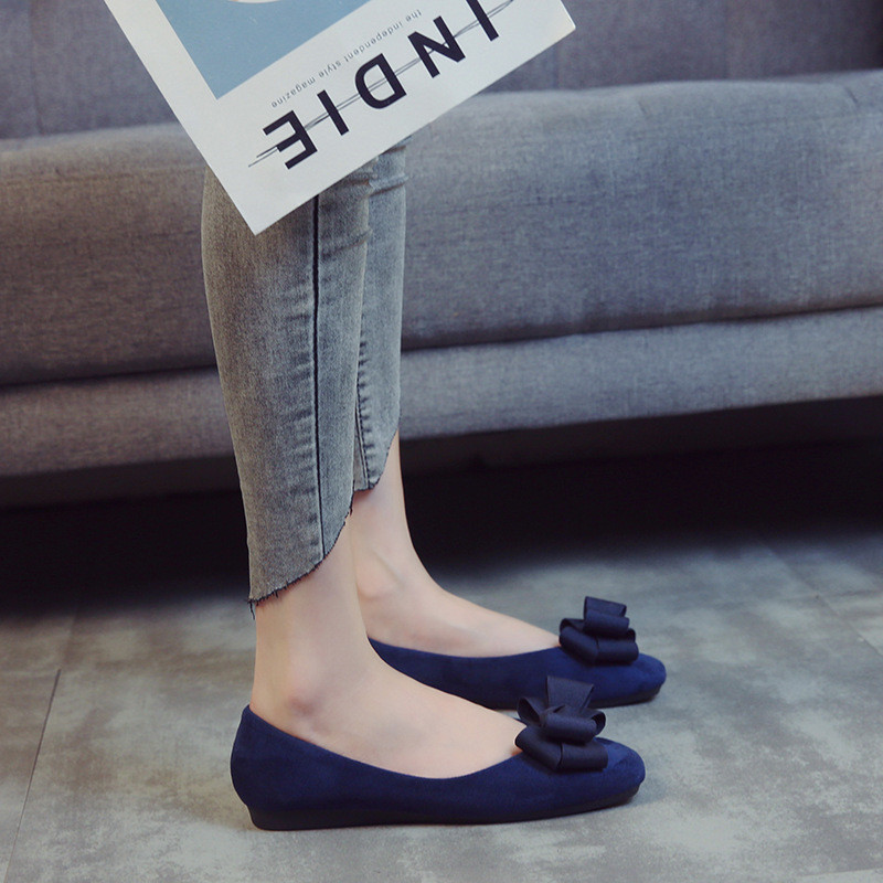 Dámske balerínky HOVINGE, módne, s motýlím uzlom a štvorcovou špičkou, kožené, plus veľkosť 33 - 43, plytké, balerínky